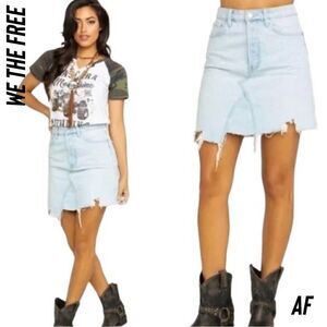 WE THE FREE TIDAL WAVE DENIM MINI SKIRT NWT SIZE 30